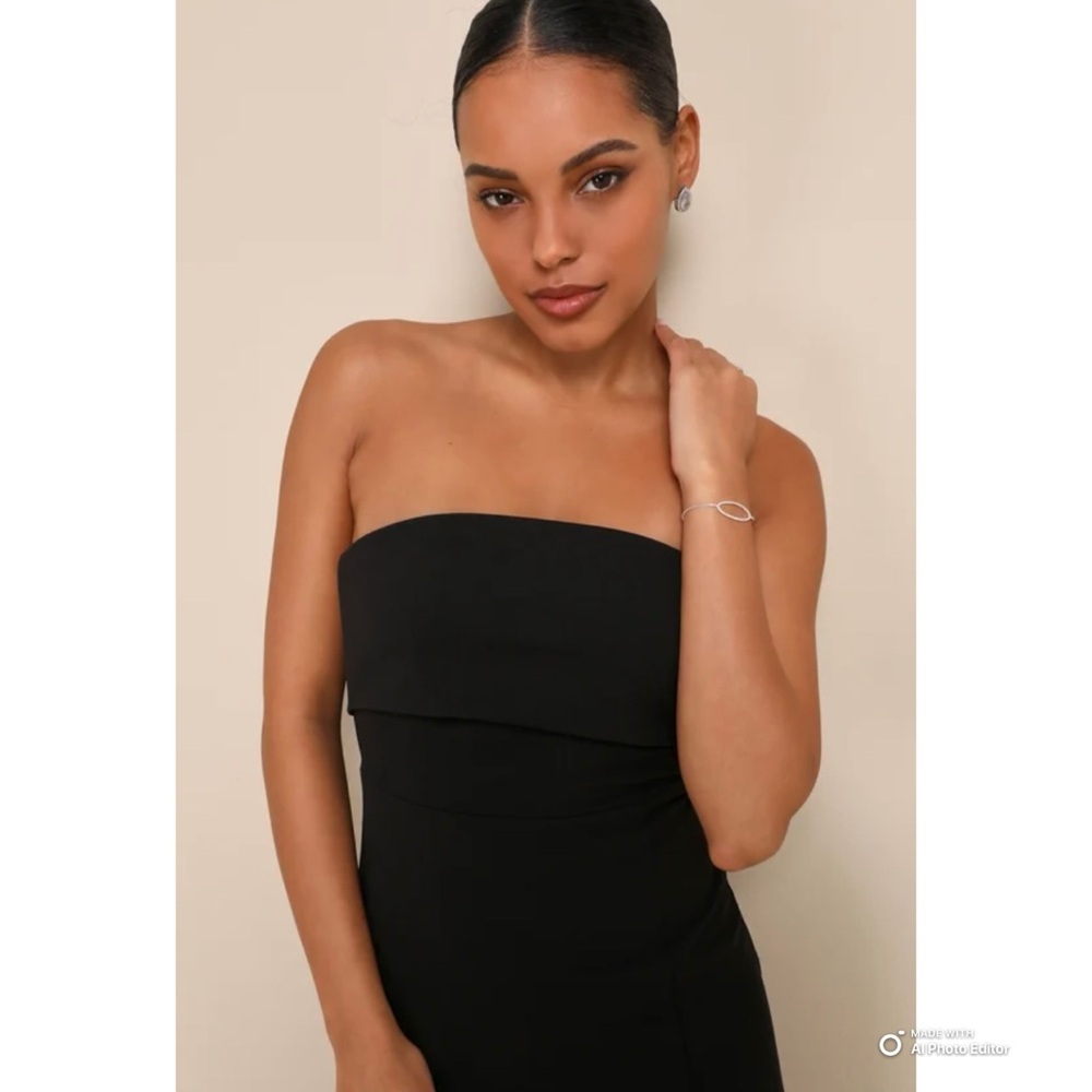 Lulus Small Classy Consideration Black Strapless … - image 3